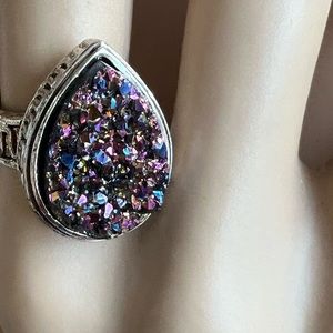 🆕 purple druzy ring size 8 925 silver